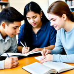 **

"A diverse group of students, fully clothed in casual and comfortable attire, studying together in a bright, modern library. They are collaborating on TOPIK practice tests, with books and study materials spread across the table. Safe for work, appropriate content, professional, modest, family-friendly, perfect anatomy, correct proportions, natural pose, well-formed hands, proper finger count, natural body proportions."

**