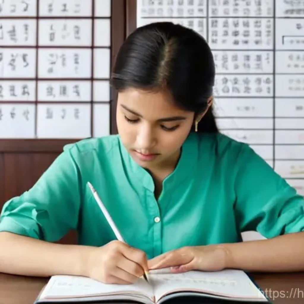 TOPIK 시험 기출문제 해설 강의 - **Prompt 1: Focused Study Session**
    A young Indian woman in her early twenties, with a serious b...