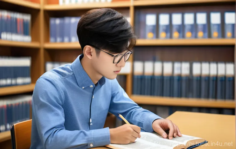 TOPIK 쓰기 고득점 비법 - **Prompt:** A diverse group of three students (two females and one male, all in their early twenties...