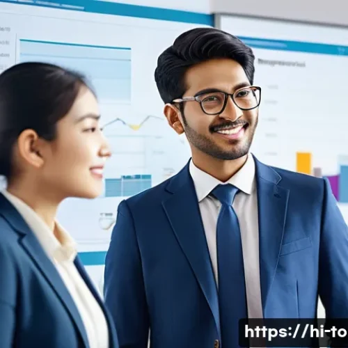 Home 27 TOPIK 자격증을 이용한 커리어 개발 - **Prompt 1: Global Business Collaboration**
"A bright, modern open-plan office in a bustling Ind...